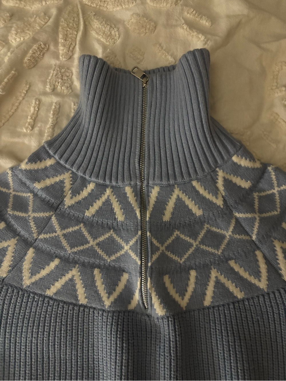 Varley Sigrid Fair Isle Half Zip. -Glacier Blue - Picture 3 of 6